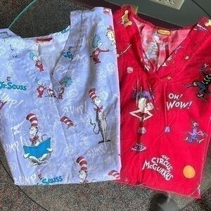 2 Dr Seuss scrub tops.  Size small
